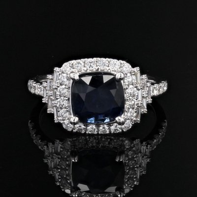 Ceylon-Kissen-Saphir- und Diamantring