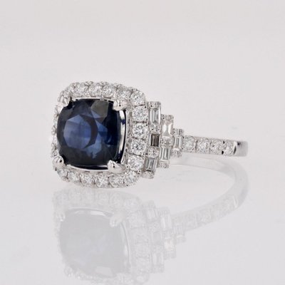Ceylon-Kissen-Saphir- und Diamantring