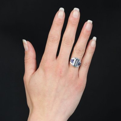 Bague Aigue-marine Saphirs Et Diamants Style Art Déco