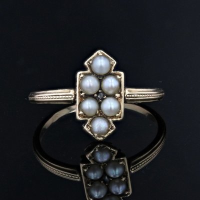 Bague Ancienne écusson Et Perles Fines
