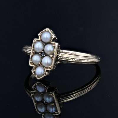 Bague Ancienne écusson Et Perles Fines