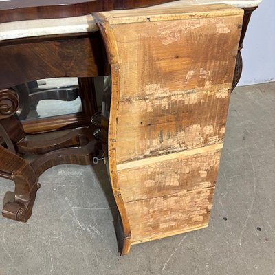 Antike prächtige Frisierkommode aus Neapel, Mitte des 19. Jahrhunderts, Louis Philippe, mit kippbarer Truhe und Carrara-Marmor