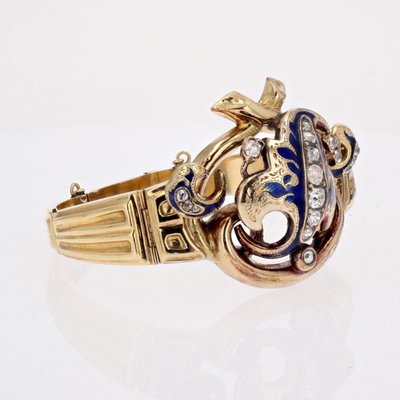 Bracelet Ancien Or Diamants émail Napoléon III