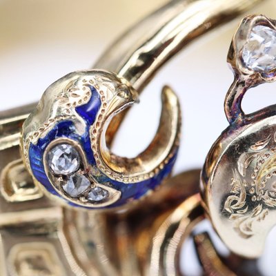 Bracelet Ancien Or Diamants émail Napoléon III