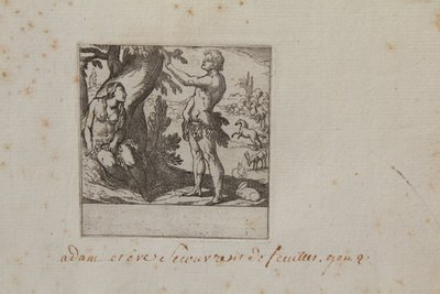 Gravure Adam et Eve, époque 18ème siècle