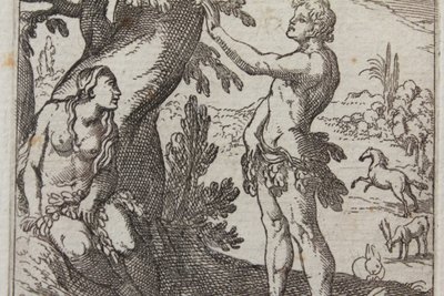 Gravure Adam et Eve, époque 18ème siècle