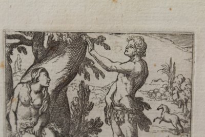 Gravure Adam et Eve, époque 18ème siècle
