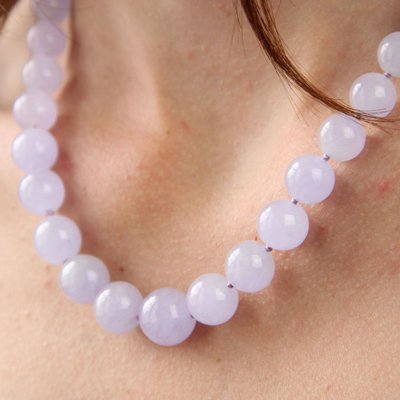 Collier De Perles De Jade Jadeite Parme