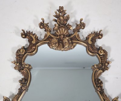 Specchio italiano in legno dorato del 1900