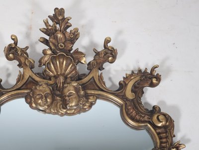Specchio italiano in legno dorato del 1900