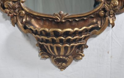 Specchio italiano in legno dorato del 1900