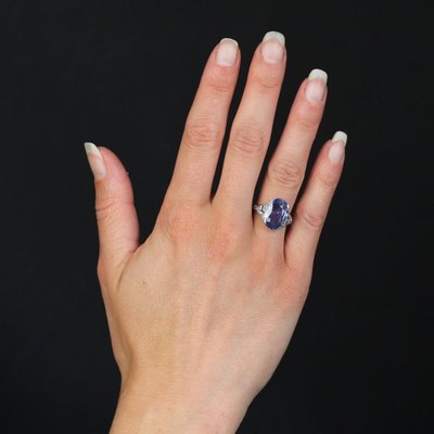 Art Deco Ceylon Saphir und Diamant Ring