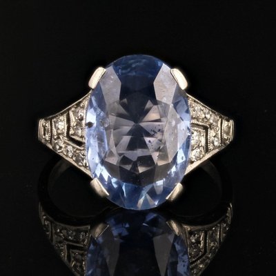 Art Deco Ceylon Saphir und Diamant Ring