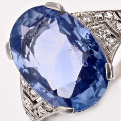 Art Deco Ceylon Saphir und Diamant Ring