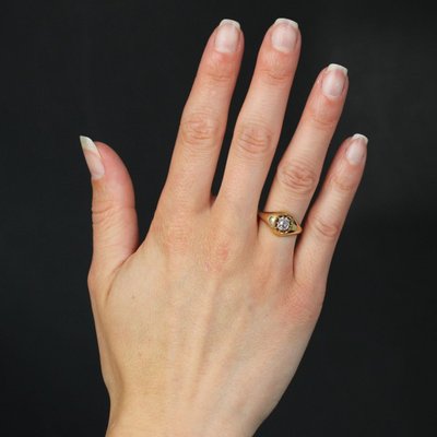Antique Cushion Cut Diamond Bangle Ring