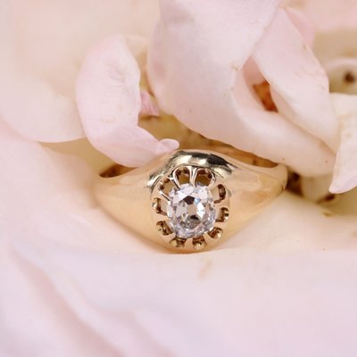 Antique Cushion Cut Diamond Bangle Ring