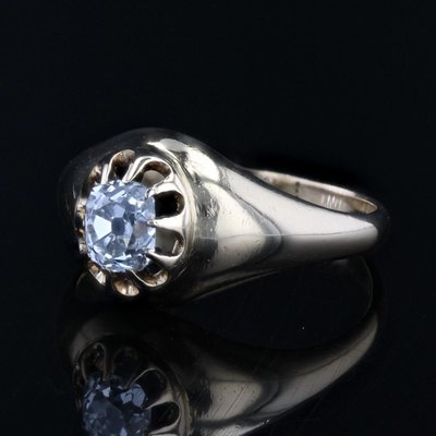Antique Cushion Cut Diamond Bangle Ring
