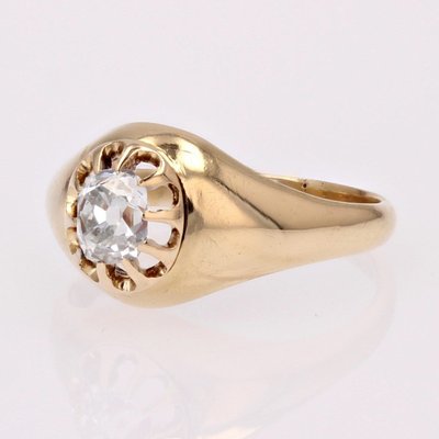Antique Cushion Cut Diamond Bangle Ring
