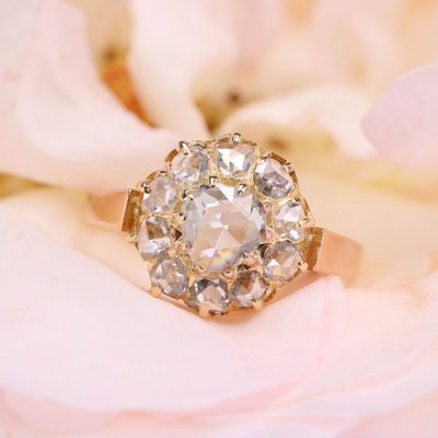 Antique Rose Cut Diamond Marguerite Ring