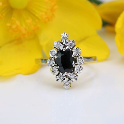 Marquise Sapphire Diamond Ring White Gold