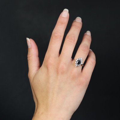 Marquise Sapphire Diamond Ring White Gold