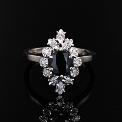 Marquise Sapphire Diamond Ring White Gold