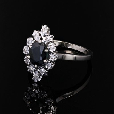 Marquise Sapphire Diamond Ring White Gold