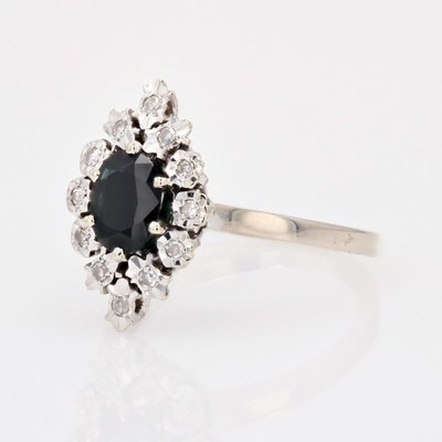 Marquise Sapphire Diamond Ring White Gold
