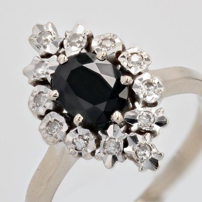 Marquise Sapphire Diamond Ring White Gold