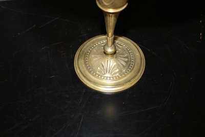Paar bronzene Kerzenleuchter als Lampen montiert, um 1880