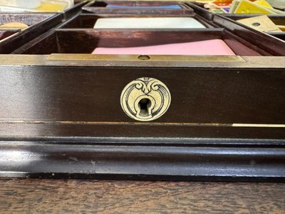 Ebony and mahogany box with noble material inlays, Napoleon III period