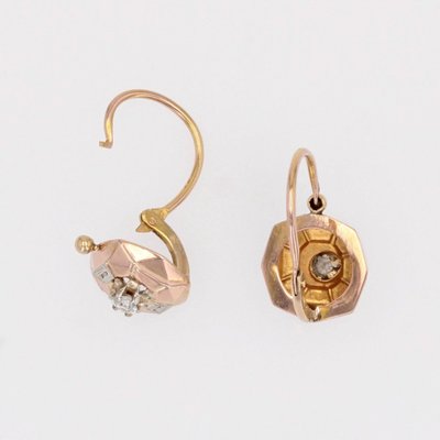 Antike Schläferohrringe aus Roségold mit Diamanten