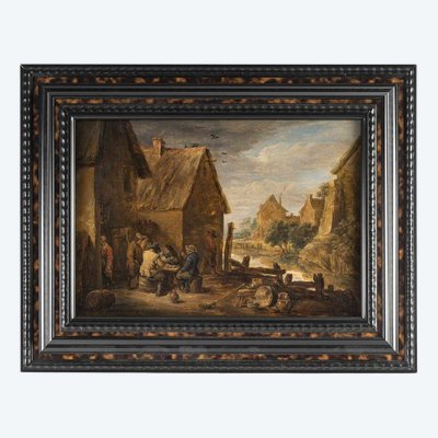 Workshop of David Teniers the Younger (1610 - 1690), meeting in front of the tavern