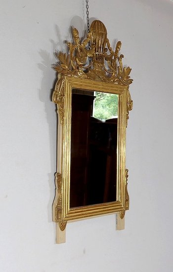  Gilded wood mirror with gold leaf Louis XVI - 2nd part XIXth century