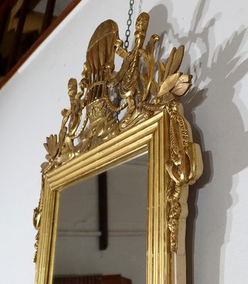  Gilded wood mirror with gold leaf Louis XVI - 2nd part XIXth century