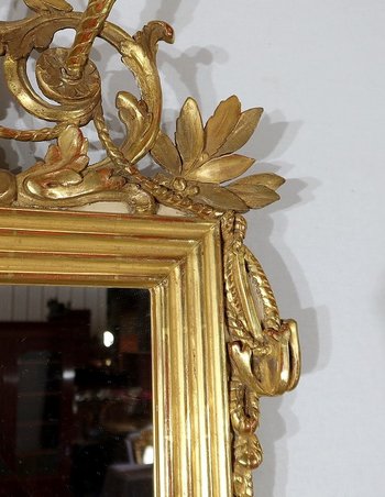  Gilded wood mirror with gold leaf Louis XVI - 2nd part XIXth century