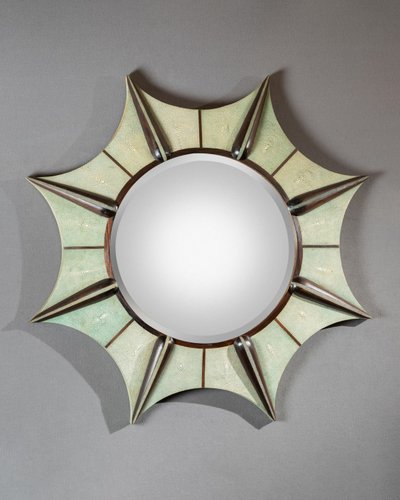 Miroir en galuchat et bois exotique, années 1950 - 1960 