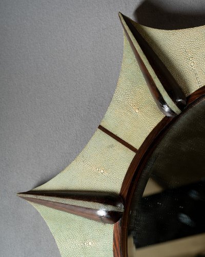 Miroir en galuchat et bois exotique, années 1950 - 1960 
