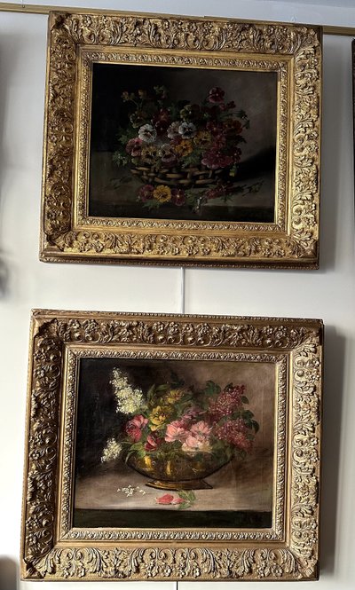 Une paire de tableaux de fleurs, koch, fin XIXème siècle 