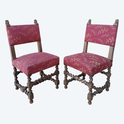 Paar Louis XIII-Stühle aus Nussbaumholz