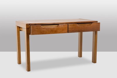 Flat desk with elm wood base, 6 drawers on the front. 1970s LS65081357