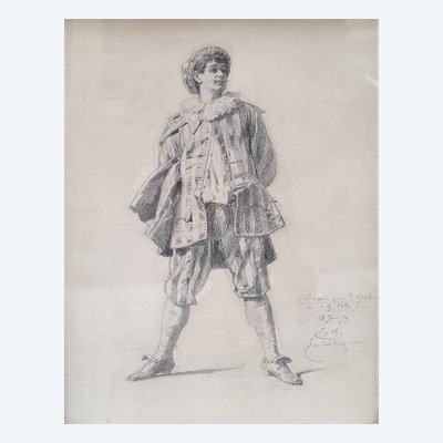 Emile BAYARD - Le Mezzetin ou Scapin ou Portrait du jeune comédien Charles BARET en 1879