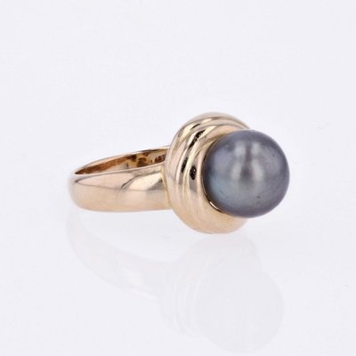 Bague Perle Grise Et Or Jaune