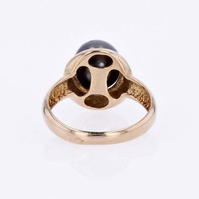 Bague Perle Grise Et Or Jaune