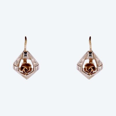 Two-tone Rose Gold Sleeper Earrings