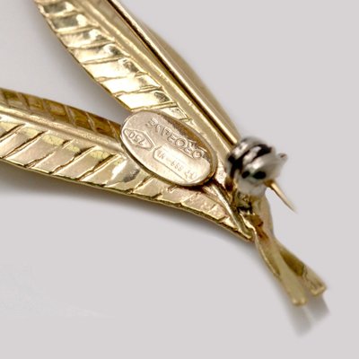 Doppelblatt-Goldbrosche