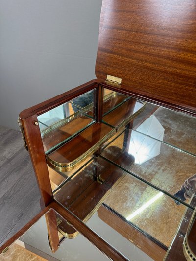 Marquetry Bar Cabinet, Louis XV Style, 20th Century
