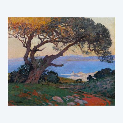 Henri Dabadie 1867-1949 Algeria, the bay of Algiers, painting, circa 1920-30 orientalism landscape