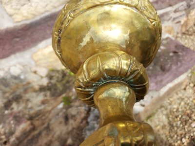 Grande Pique Cierge En Cuivre Repoussé XVIII E