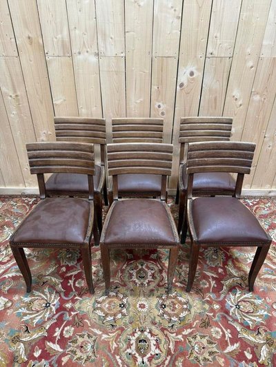 Suite de 6 chaises 1950 attribué à Gaston Poisson